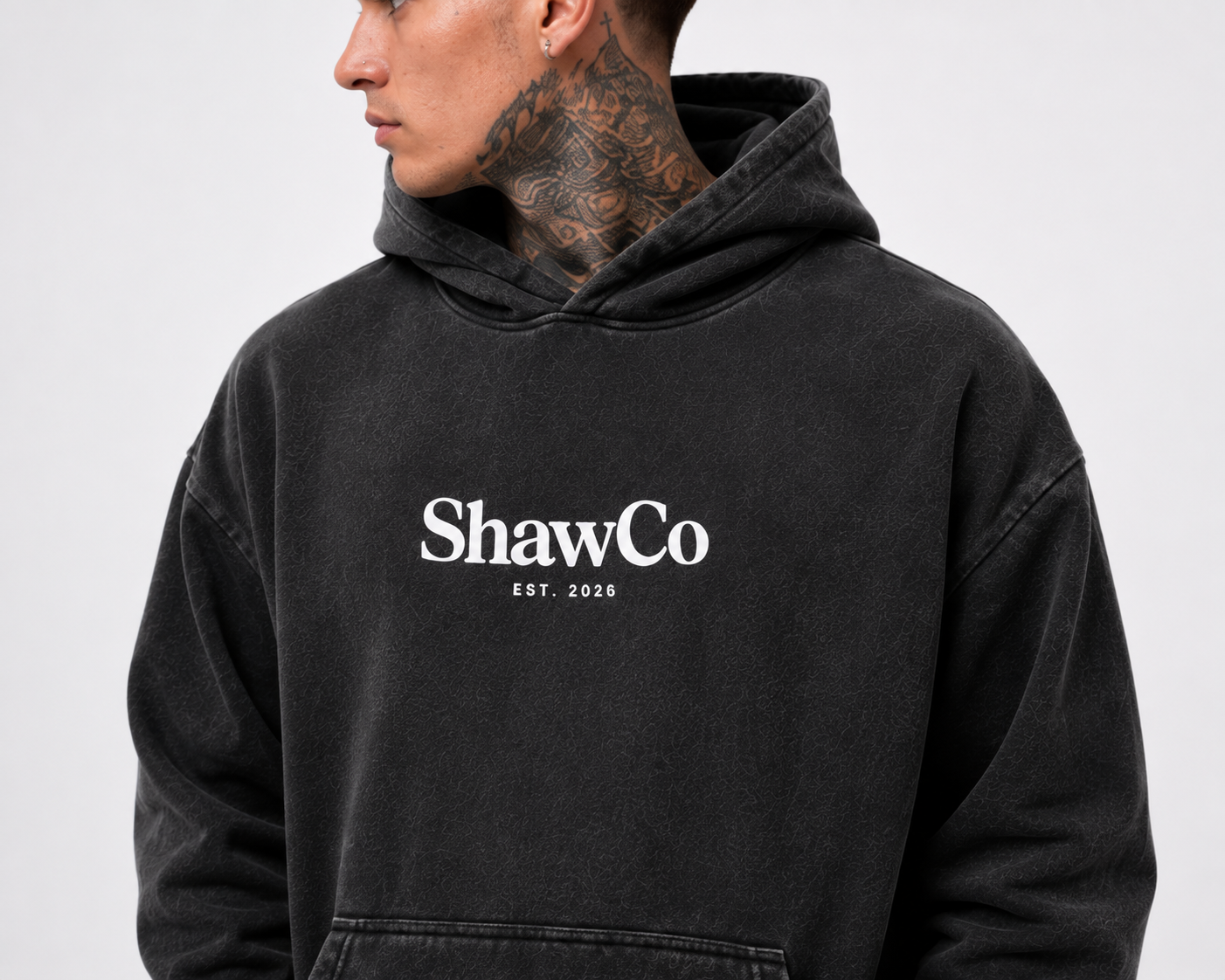 Oversized Acid wash Hoodie - Black Ash