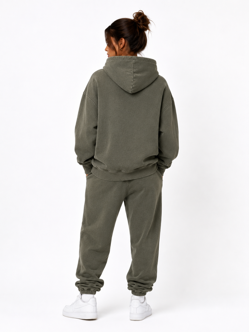 Oversized Acid Wash Hoodie - Green Slate