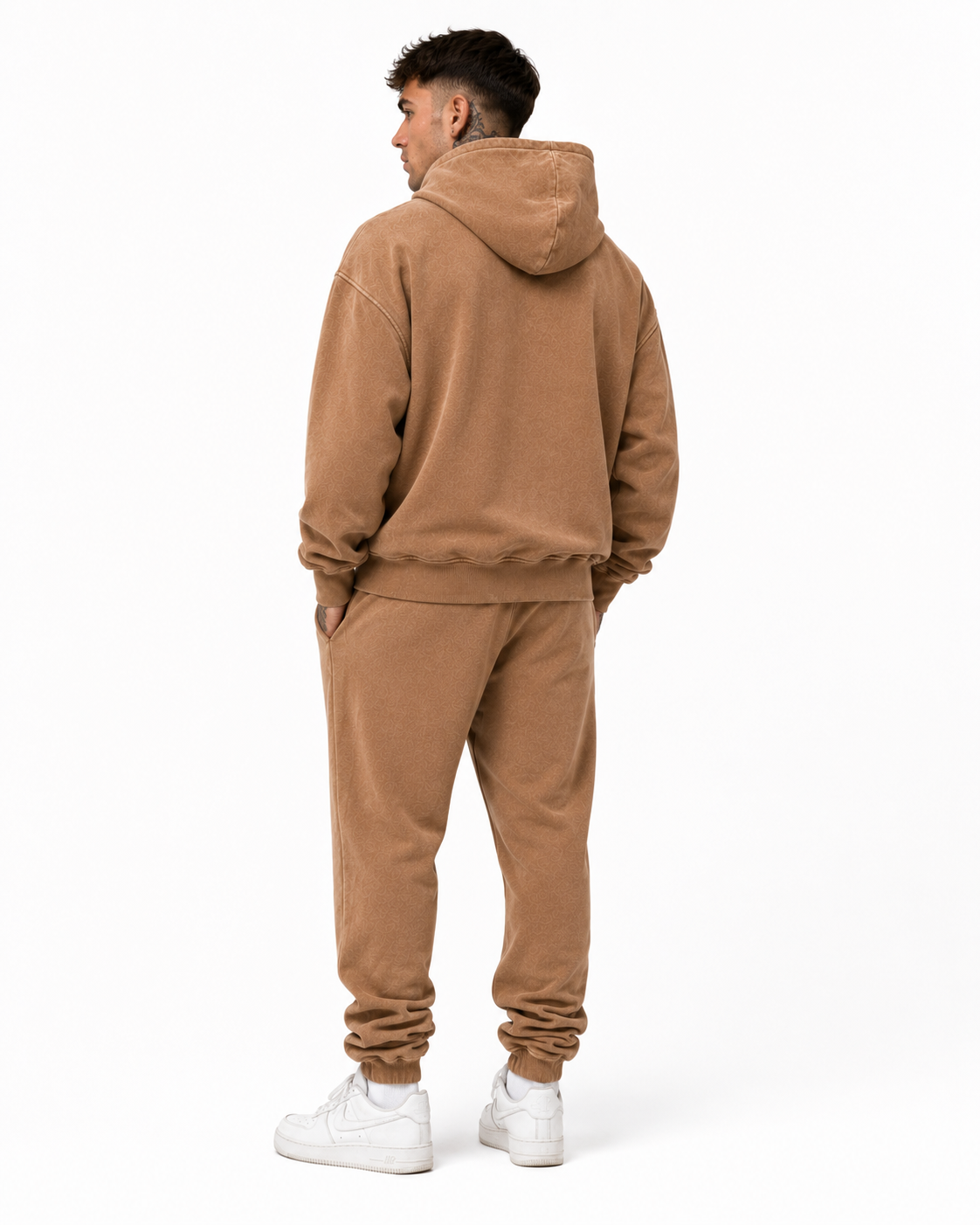 Oversized Acid wash Hoodie - Sandy Brown