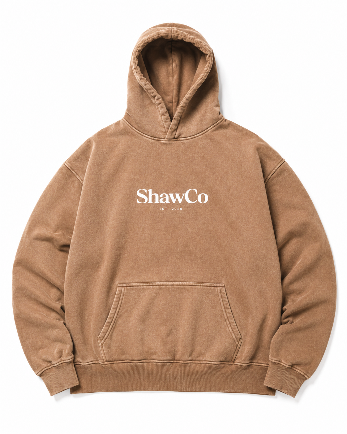 Oversized Acid wash Hoodie - Sandy Brown