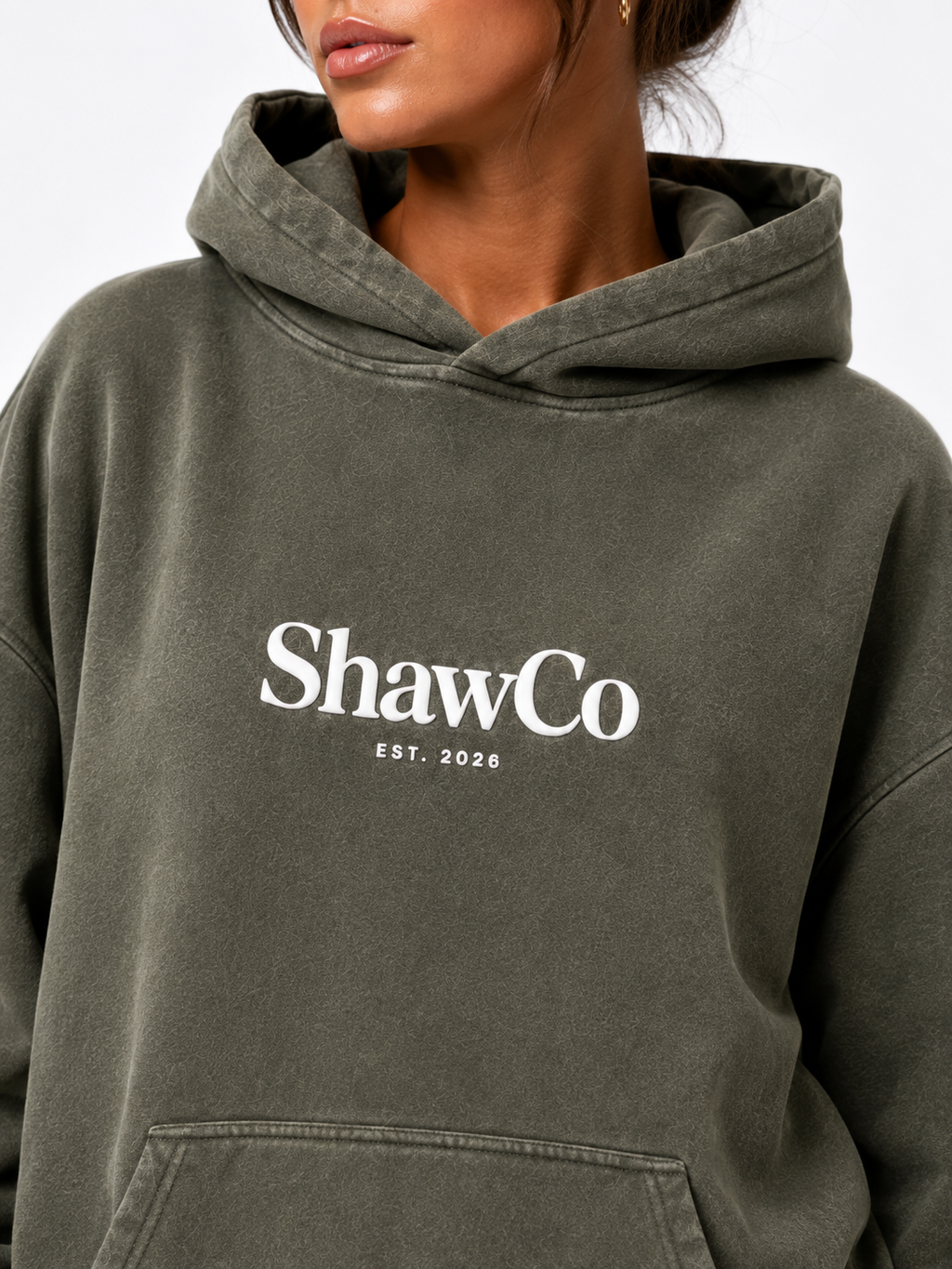 Oversized Acid Wash Hoodie - Green Slate