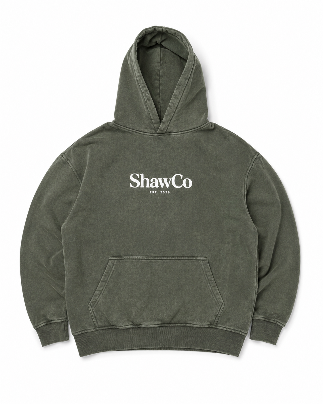 Oversized Acid Wash Hoodie - Green Slate
