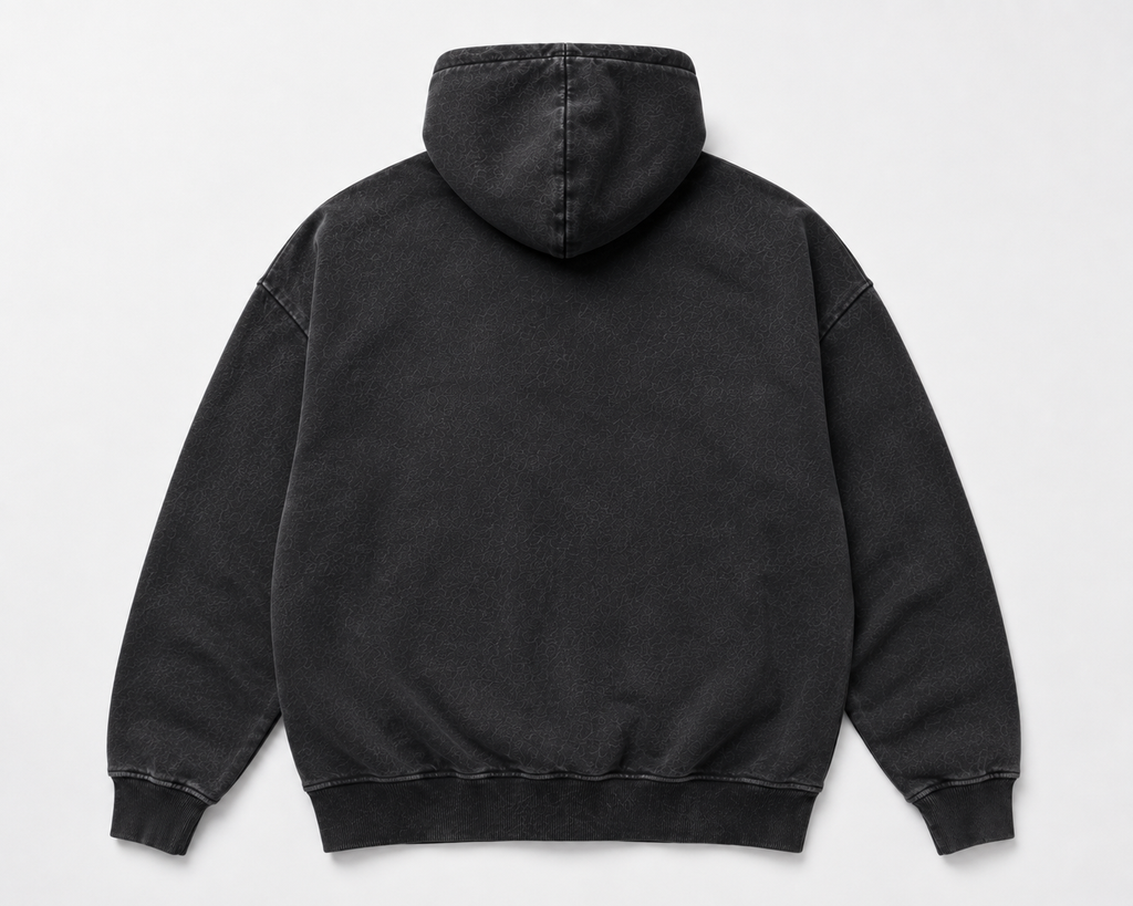 Oversized Acid wash Hoodie - Black Ash