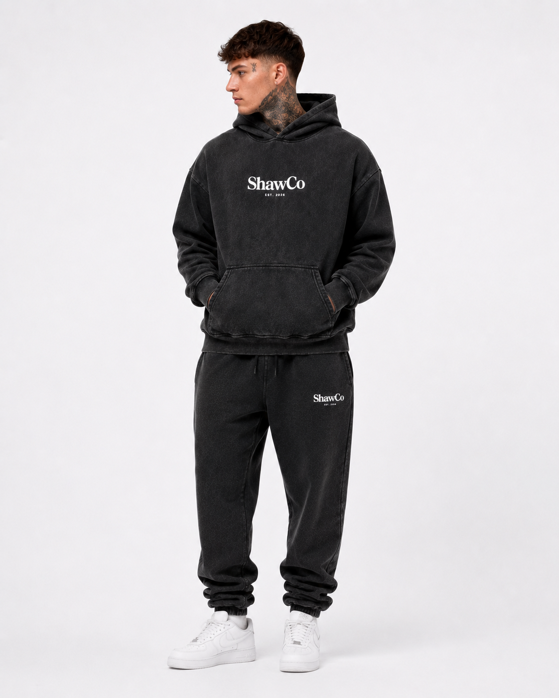 Oversized Acid wash Hoodie - Black Ash