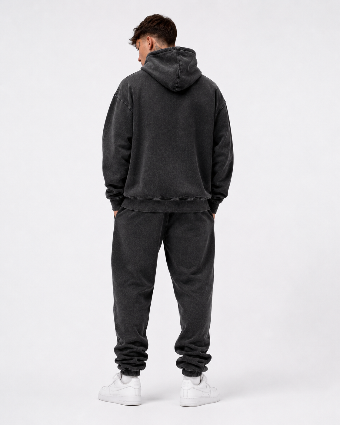 Oversized Acid wash Hoodie - Black Ash