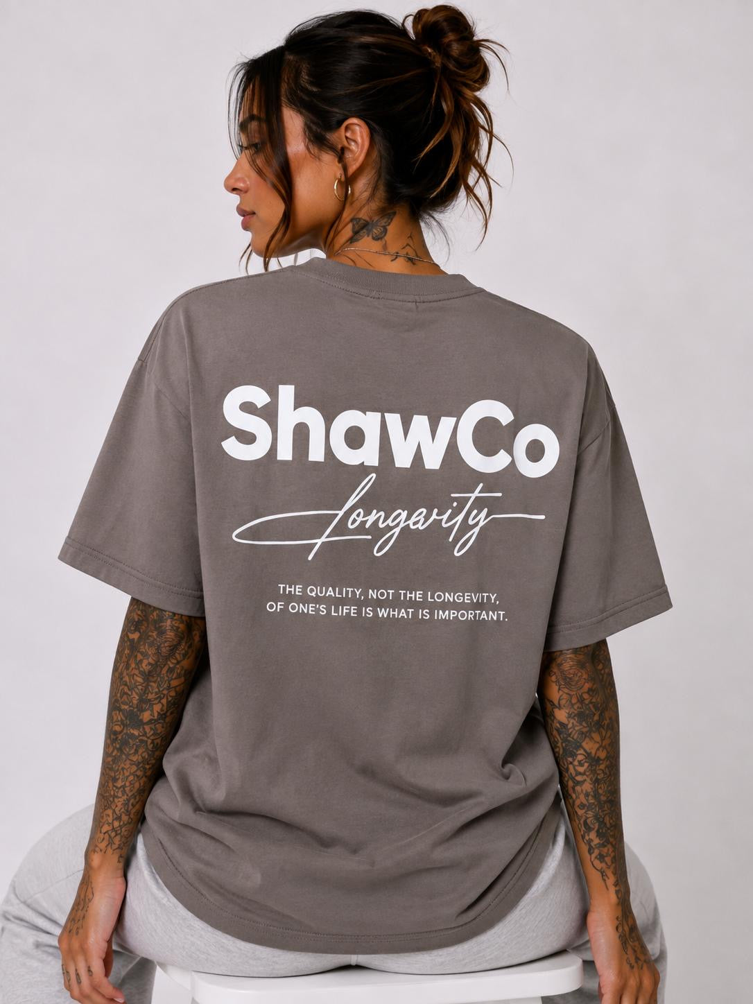 Grey Longevity Oversized T-Shirt