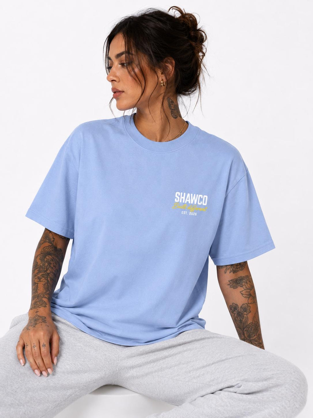 Blue Built Different Oversized T-Shirt